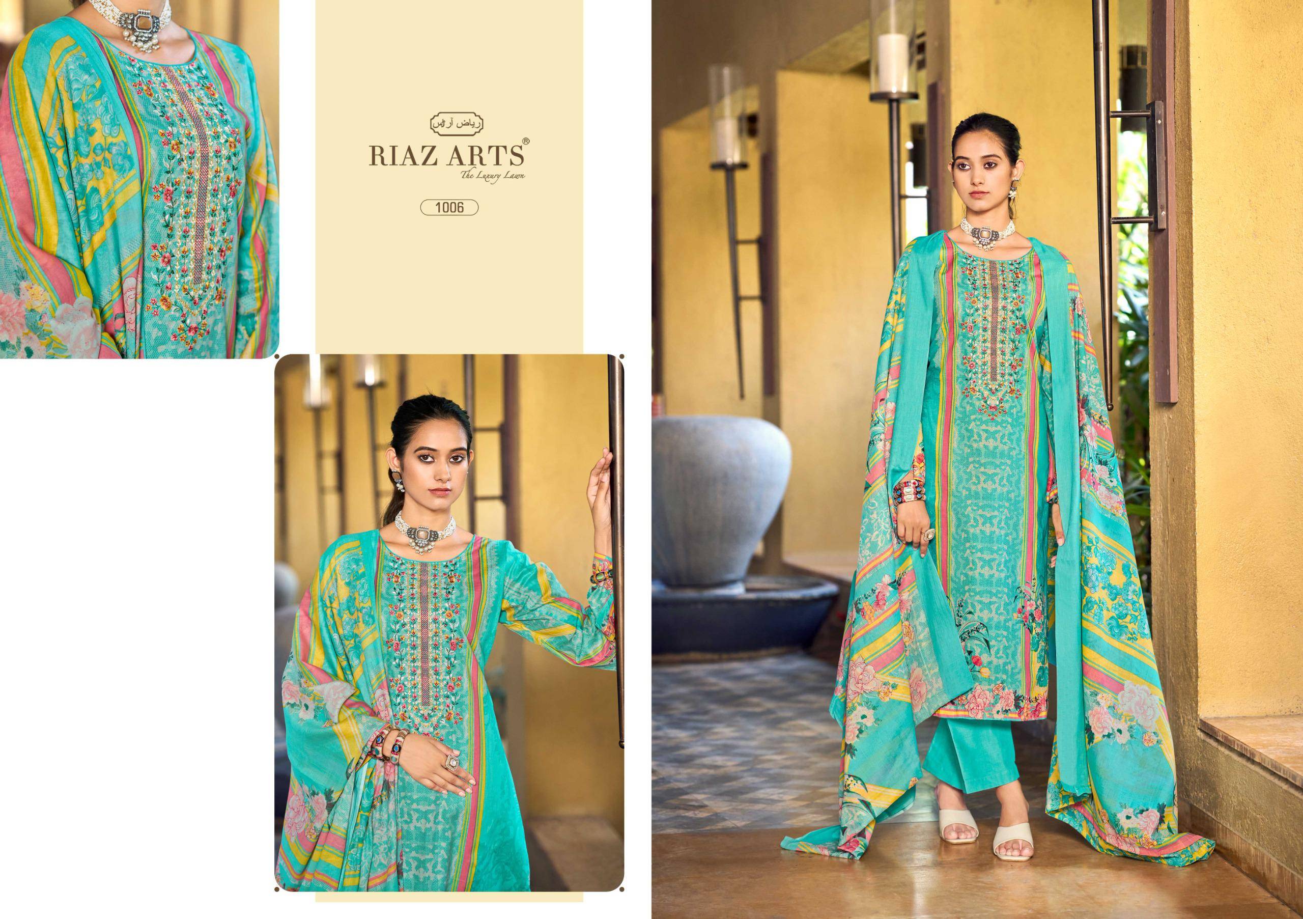 Musafir vol-33 by Riaz arts 1001 TO 1006 SERIES Pakistani Stylish Beautiful Colourful Printed & Embroidered Party Dresses At Wholesale Price